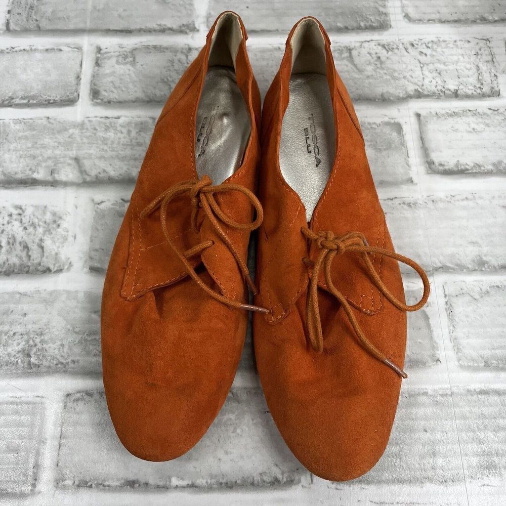 Tosca Blu Women's Size 37/ US 6.5 Orange Suede Flat Lace Up Loafer Oxfords - Picture 11 of 12